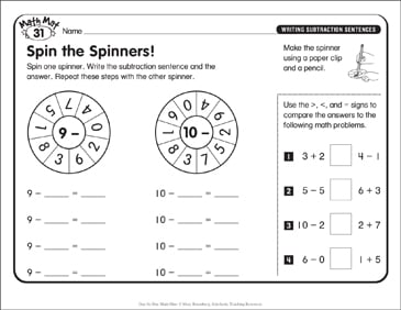 Spin the Spinners!: Day-by-Day Math Mat | Printable Skills Sheets