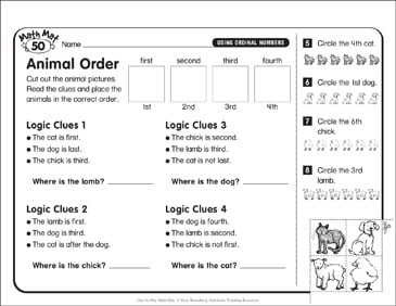 Animal Order: Day-by-Day Math Mat | Printable Skills Sheets ...