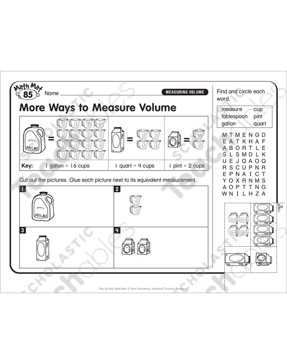 More Ways to Measure Volume: Day-by-Day Math Mat | Printable ...