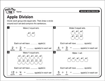 Apple Division: Day-by-Day Math Mat | Printable Skills Sheets