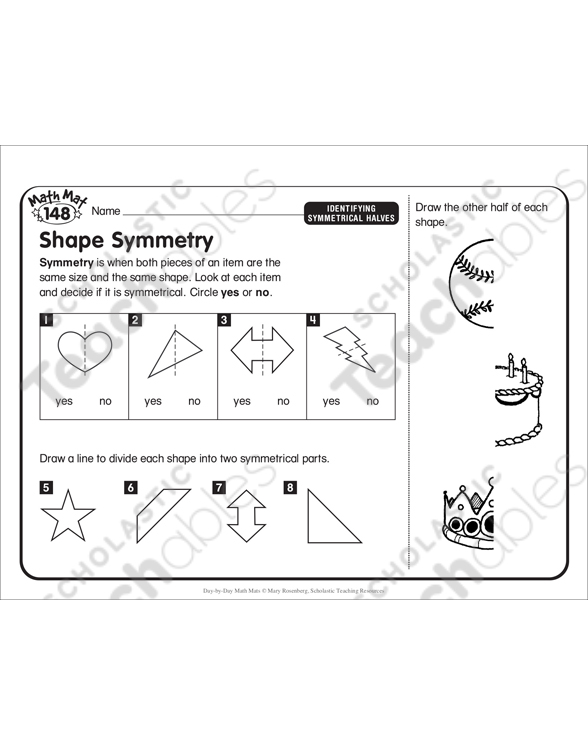 Shape Symmetry: Day-by-Day Math Mat | Printable Skills Sheets