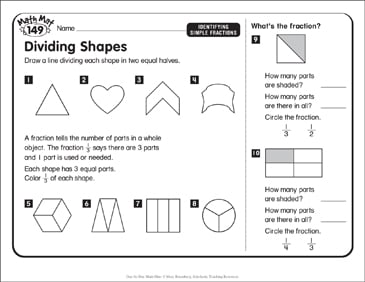 Dividing Shapes: Day-by-Day Math Mat | Printable Skills Sheets