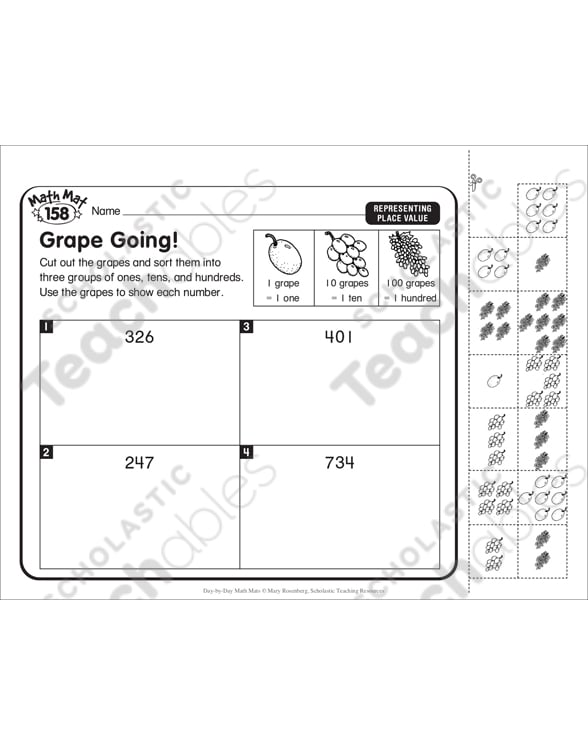 Grape Going!: Day-by-Day Math Mat | Printable Skills Sheets ...