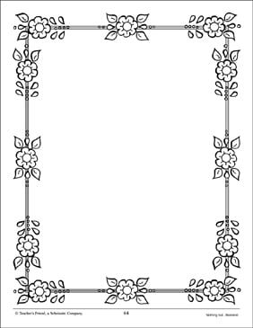 Flowers: Design Paper Page  Printable Unlined Stationery