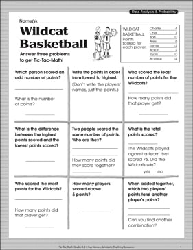 Wildcat Basketball Data Analysis Tic Tac Math Printable Games