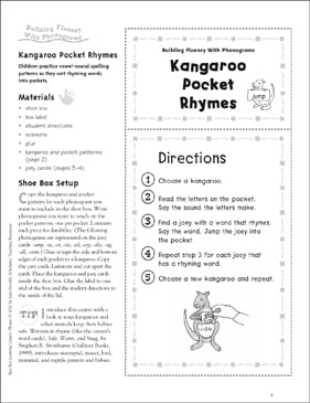 Kangaroo Pocket Rhymes: Phonics Learning Center | Printable ...