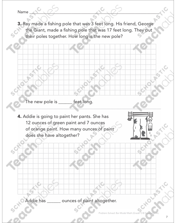 Measurement Addition Problems: Bar Model Math | Printable Skills Sheets ...