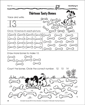 ちづページ Sixteen Kites (Identifying 16): Number Practice Page | Printable
