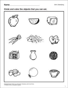 Things You Can Eat (Classifying): Kindergarten Basic Skills | Printable Skills Sheets things-you-can-eat-classifying-kindergarten-basic-skills-printable-skills-sheets