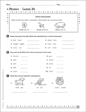 Silent Consonants: Phonics Unit | Printable Skills Sheets