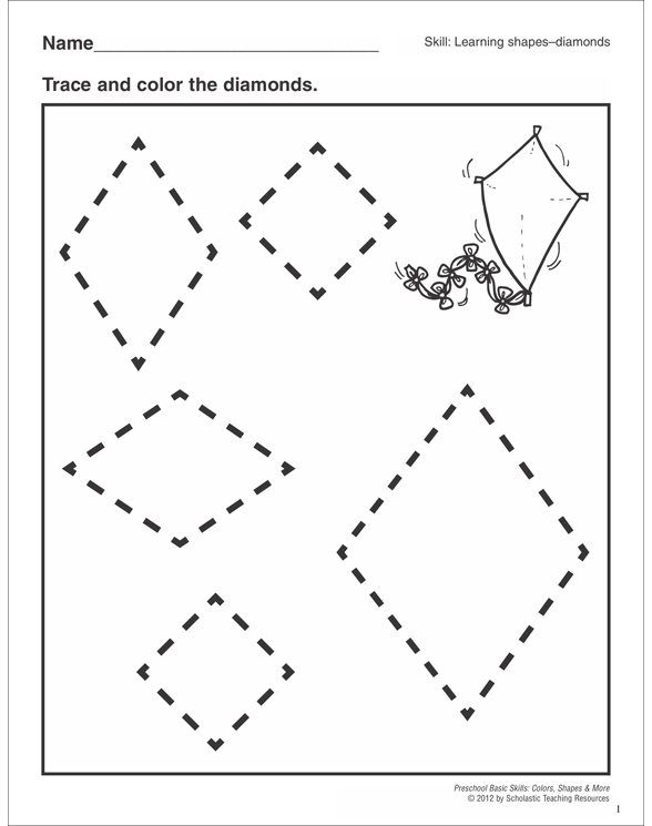 Diamonds: Preschool Basic Skills (Shapes) | Printable Skills Sheets