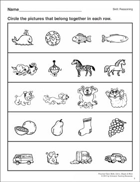 Things That Go Together: Preschool Basic Skills (Reasoning) | Printable ...