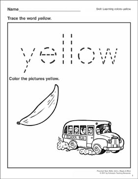 Color Yellow Worksheets Preschool - Preschool Worksheet Gallery