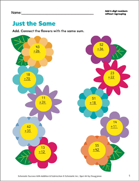 Just the Same (Add 2-digit numbers—no regrouping) | Printable 