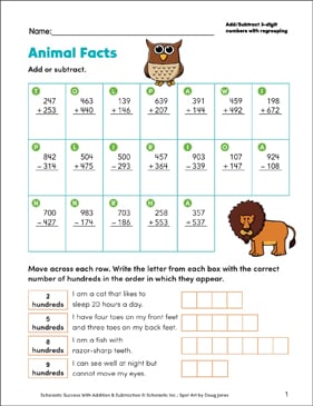 Crack the Code Math Animal Edition Addition and Subtraction