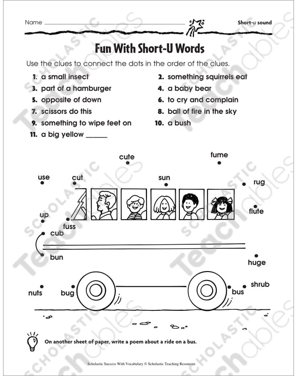 Fun With Short U Words | Printable Skills Sheets