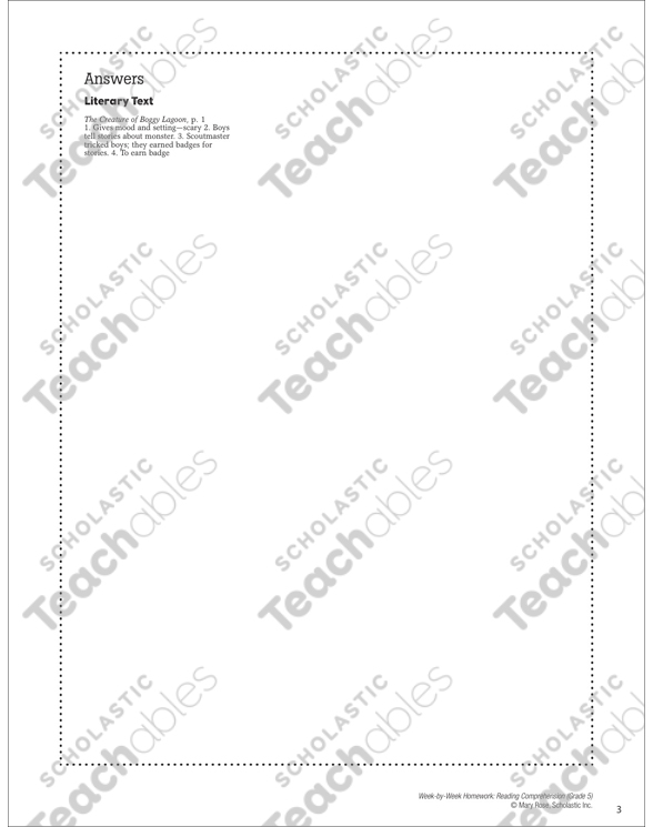 The Creature Of Boggy Lagoon Reading Homework Printable Skills