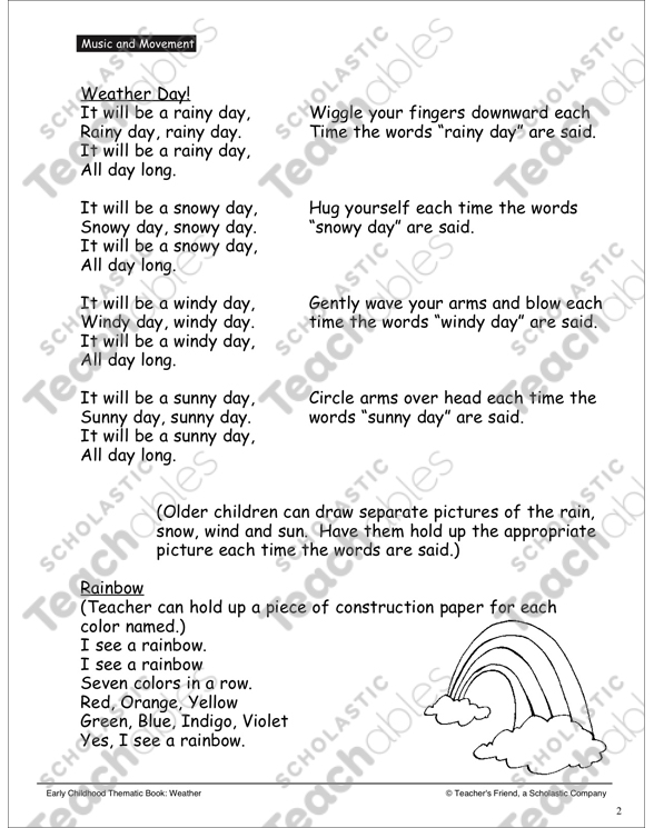 Weather: Songs, Poems, and Movement | Printable Lesson Plans ...