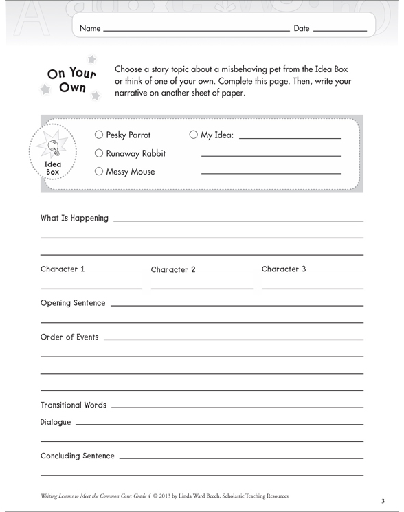 Cat Nap Narrative Writing Lesson Printable Assessment Tools and