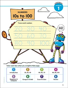 numbers packet 9 10s to 100 printable skills sheets