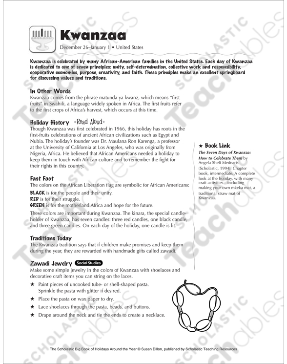 Kwanzaa Holiday Ideas Printable Lesson Plans And Ideas
