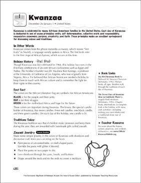 Kwanzaa Holiday Ideas Printable Lesson Plans And Ideas