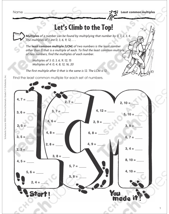 Let's Climb to the Top! (Least Common Multiples) | Printable ...