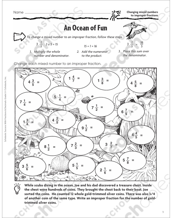 An Ocean of Fun (Mixed Numbers/Improper Fractions ...