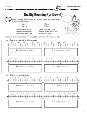 The Big Roundup Or Down Rounding Decimals Printable Skills