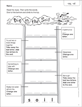 dig in the soil oy oi word ladder k 1 printable skills sheets