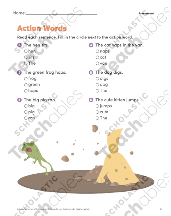 Action Verbs Grade 1 Collection | Printable Differentiation ...
