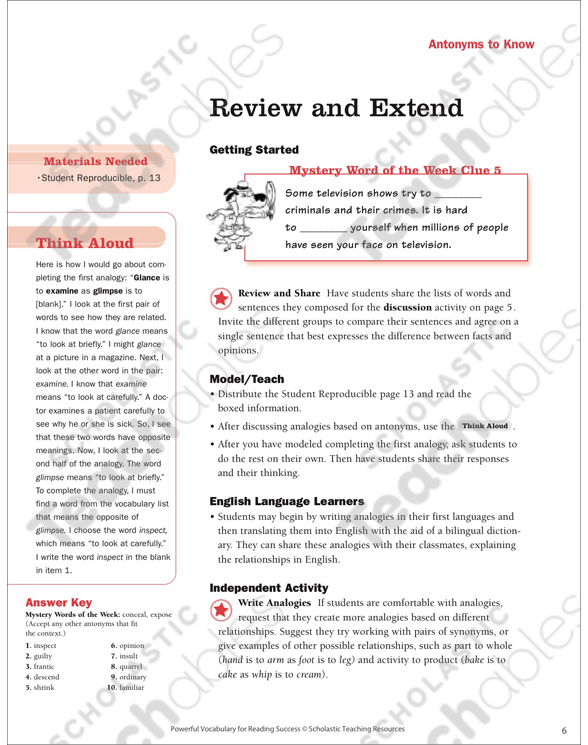 Antonyms Grade 5 Collection | Printable Differentiation ...