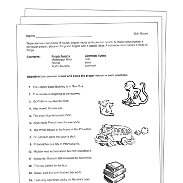 common and proper nouns grade 1 collection printable differentiation collections