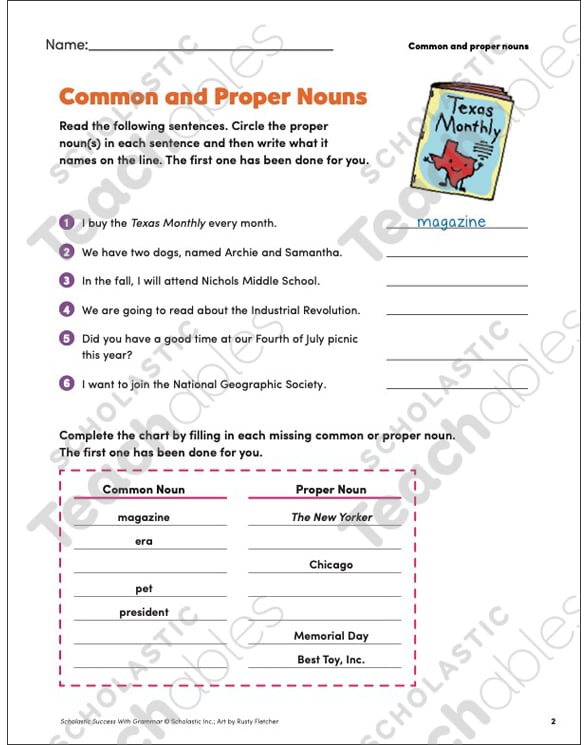 common and proper nouns grade 3 collection printable differentiation collections