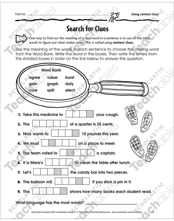 Context Clues Grade 4 Collection | Printable Differentiation ...