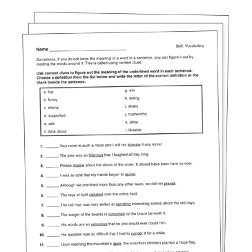 Context Clues Grade 5 Collection | Printable Differentiation Collections