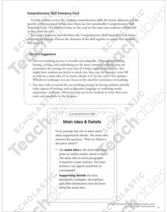 Finding The Main Idea Grade 4 Collection Printable Differentiation Collections
