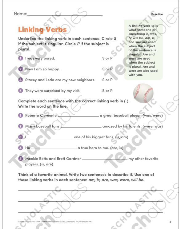 Helping and Linking Verbs Grade 3 Collection Printable Leveled