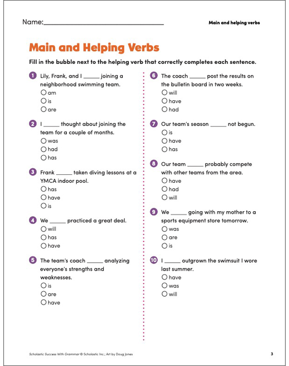 Helping and Linking Verbs Grade 5 Collection | Printable Leveled