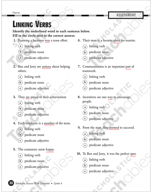 Helping and Linking Verbs Grade 5 Collection | Printable ...