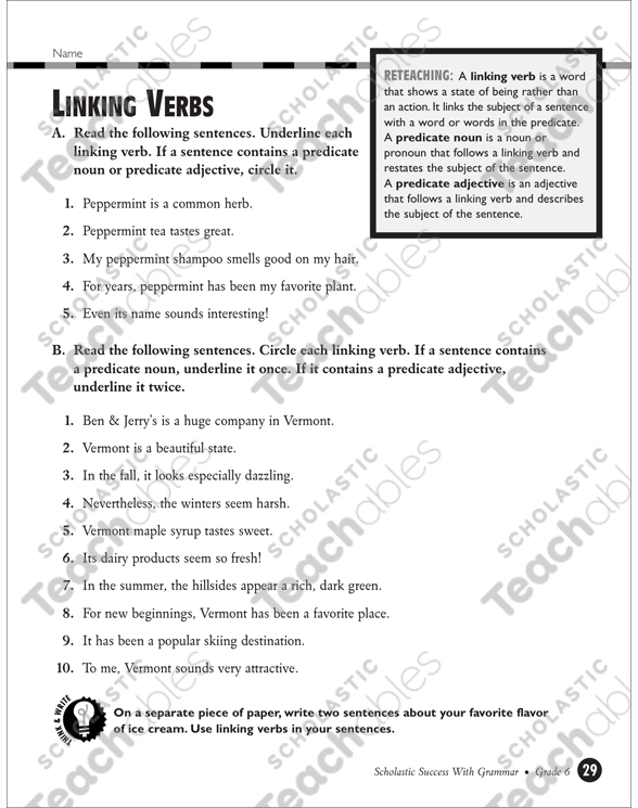 linking verbs grade 5 collection printable leveled learning collections