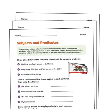 sentence subjects predicates grade 3 collection printable differentiation collections