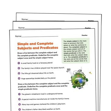 sentence subjects predicates grade 4 collection printable differentiation collections