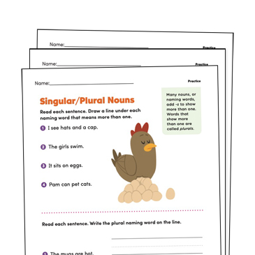 Singular And Plural Nouns Grade 1 Collection Printable Leveled