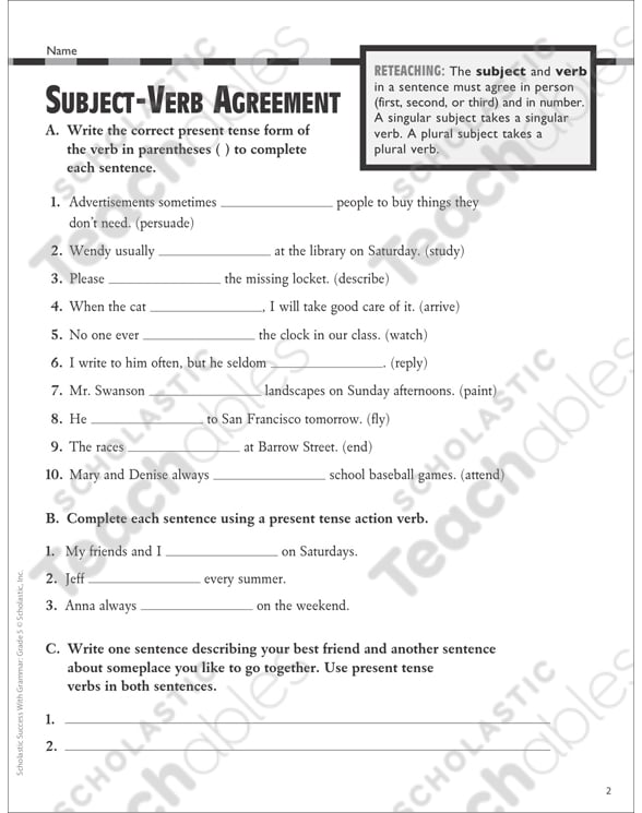 Subject Verb Agreement Worksheet For Grade 5 Worksheet Resume