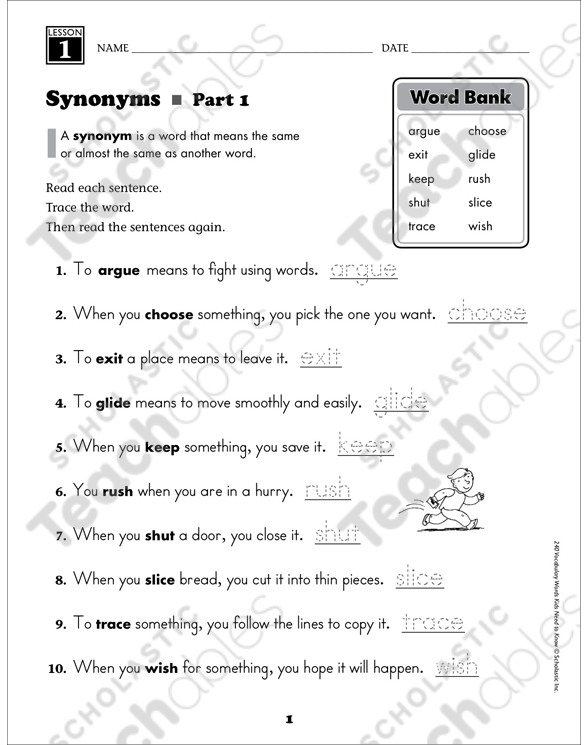 Synonyms Grade 2 Collection Printable Leveled Learning Collections
