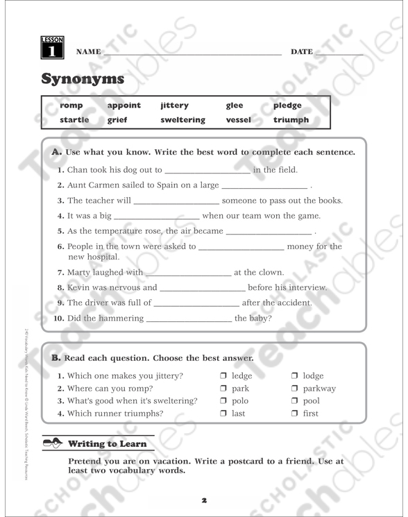 Synonyms Worksheet and Activity with Differentiated Options by Deb
