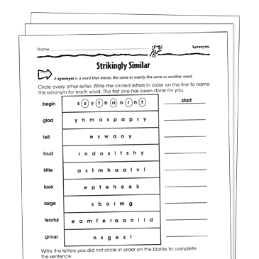 Synonyms Grade 2 Collection Printable Leveled Learning Collections