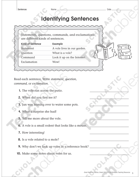 Types of Sentences Grade 4 Collection | Printable ...