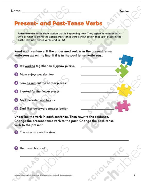 verb tenses grade 4 collection printable differentiation collections